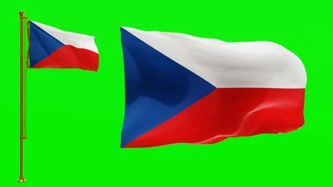 Flags of the Czech Republic with Green Screen Chroma Key HQ 4K UHD 60FPS Stock Footage 142638365