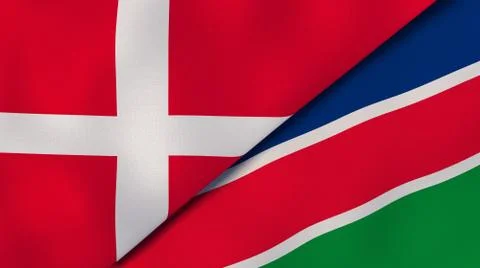 The flags of Denmark and Namibia. News, reportage, business background. 3d il Stock Illustration