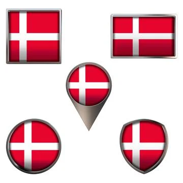 Flags of the Denmark Icons set imagex Stock Illustration