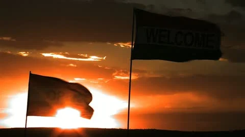 Flags in the desert, USA Stock Footage 11357344