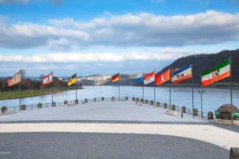 Flags at the Deutsches Eck Stock Photos