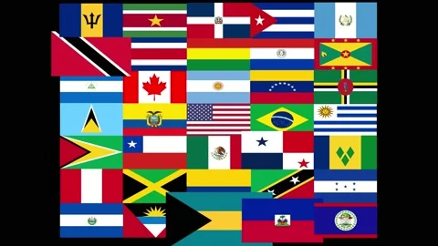 Flags of different countries arranging in a rectangular shape Stock Footage 163359165
