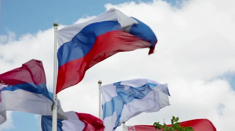 Flags of different countries flapping in wind Video stock 60244190
