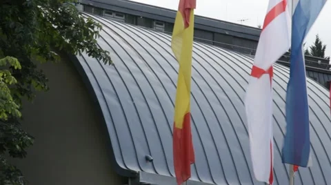Flags of different countries fluttering in the wind Stock Footage 40359030