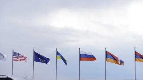 The flags of different countries fluttering in the wind Stock Footage 169759690