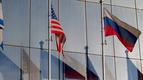 Flags of different countries fluttering in the wind. Stock Footage 171067441