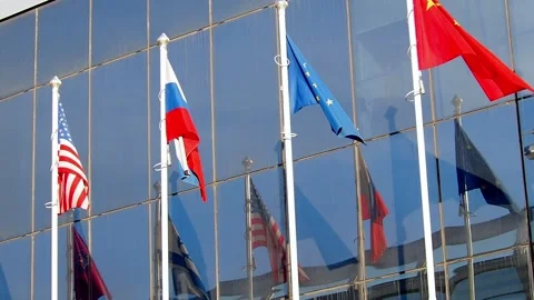 Flags of different countries fluttering in the wind. Stock Footage 171067442