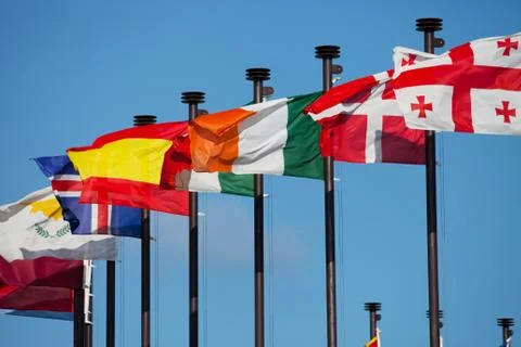 Flags of different countries Stock Photos