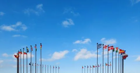 Flags of different countries Stock Photos