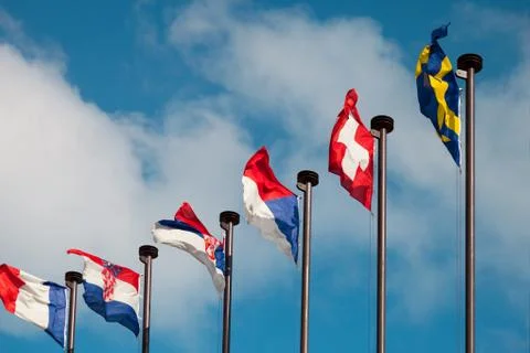 Flags of different countries Stock Photos
