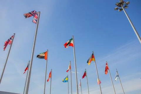 Flags of different countries Stock Photos