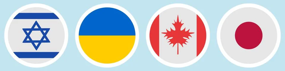 Flags of different countries. A set of stickers on a white backing. Illustrazione stock