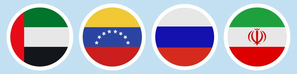 Flags of different countries. A set of stickers on a white backing. Illustrazione stock