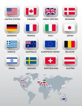 Flags of different countries. vector. Stock Illustration