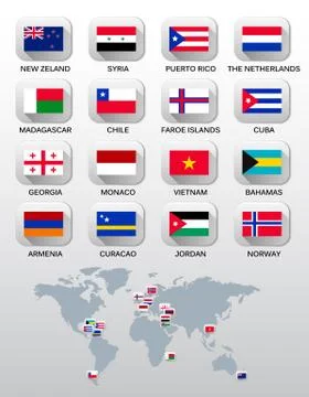 Flags of different countries. vector. Stock Illustration