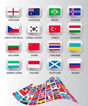 Flags of different countries. vector. Stock Illustration