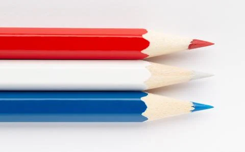 Flags of different countries on a white background from colored pencils Nethe 스톡 사진