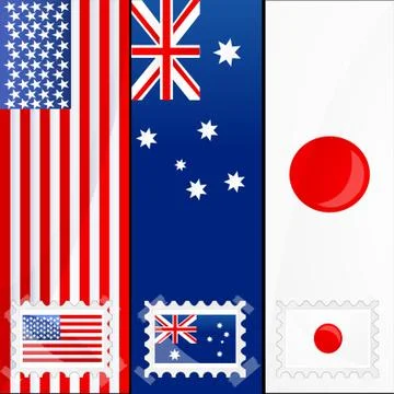 Flags of different nations Illustrazione stock
