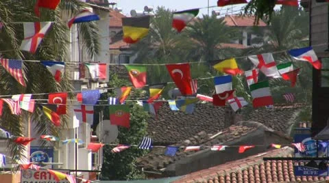 Flags of the different states develop over street 스톡 동영상 8966587