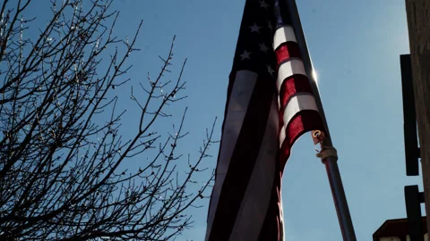 Flags downtown in Las Cruces Stockbeeldmateriaal 154280782