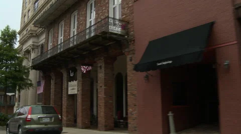 Flags in Downtown Vicksburg drive by Stock Footage 42799400