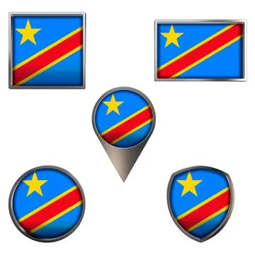 Flags of the DR Congo Icons set image Stock Illustration