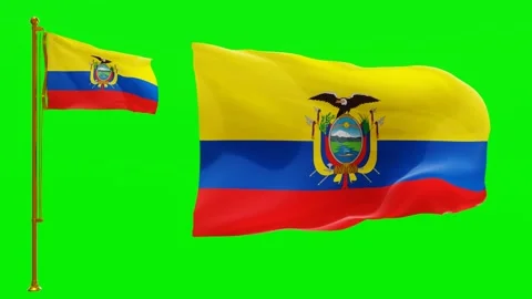 Flags of Ecuador with Green Screen Chroma Key High Quality 4K UHD 60FPS Stock Footage 142901796