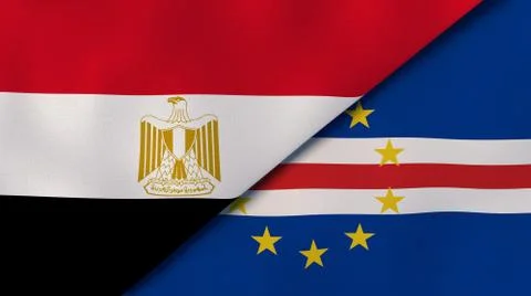The flags of Egypt and Cape Verde. News, reportage, business background. 3d i Stock Illustration