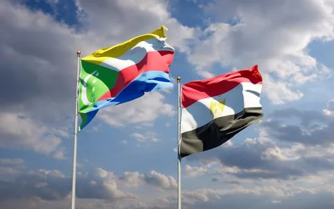 Flags of Egypt and Comoros. Stock Photos
