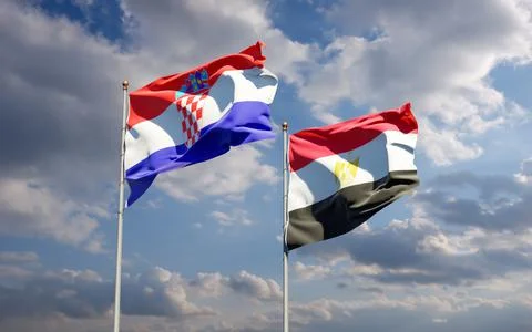 Flags of Egypt and Croatia. Stock Photos