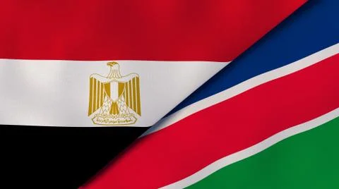 The flags of Egypt and Namibia. News, reportage, business background. 3d illu Stock Illustration