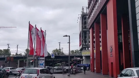 Flags with the emblem of the city of Cologne Stock Footage 118651911