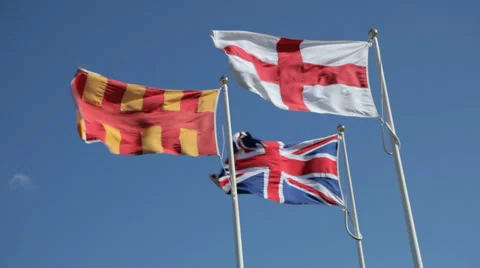 Flags at the English Border Video stock 38829683