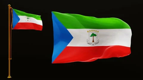 Flags of Equatorial Guinea with Green Screen Chroma Key High Quality 4K UHD Stock Footage 142901810