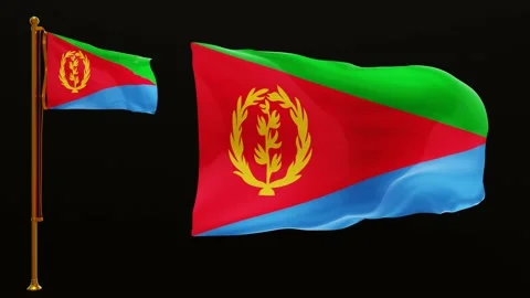 Flags of Eritrea with Green Screen Chroma Key High Quality 4K UHD 60FPS Stock Footage 142901846