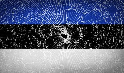 Flags Estonia with broken glass texture. Vector Illustrazione stock
