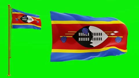 Flags of Eswatini with Green Screen Chroma Key High Quality 4K UHD 60FPS Stock Footage 144208632
