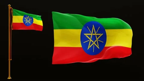 Flags of Ethiopia with Green Screen Chroma Key High Quality 4K UHD 60FPS Stock Footage 142901869