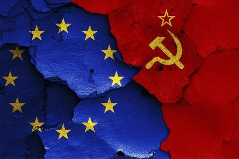 Flags of EU and Soviet Union Stock Illustration