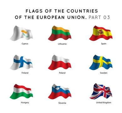 Flags of EU countries Vector Waving Flags of EU countries on a white backg... Stock Photos