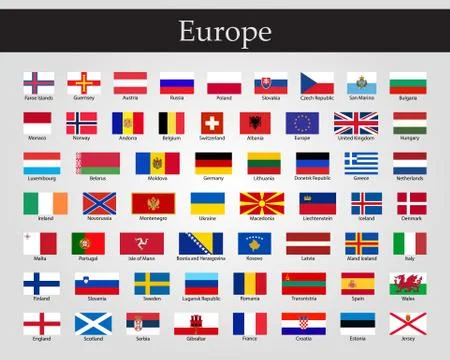Flags of Europe - Full Vector Collection. Vector EPS 10 Stock Illustration