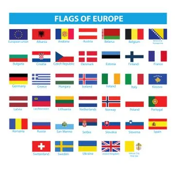 Flags of Europe Stock Illustration