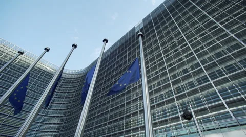 Flags at the European Commission in Brussels Stock Footage 45487114