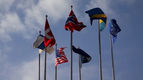 Flags of European countries. 4K. Stock Footage 72119628