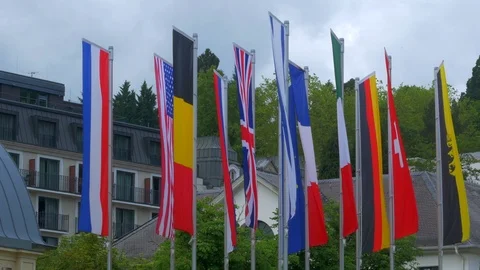 Flags of European countries Stock Footage 110733968
