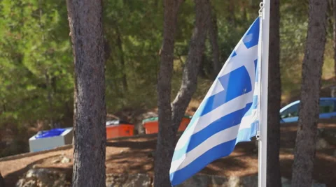 Flags of European Countries Waving in the Wind Stock Footage 60674836