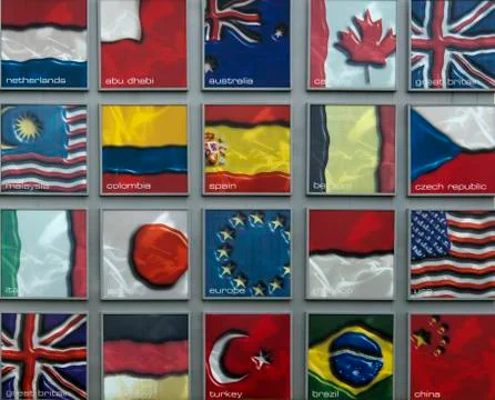Flags of F1 Nations Stock Photos
