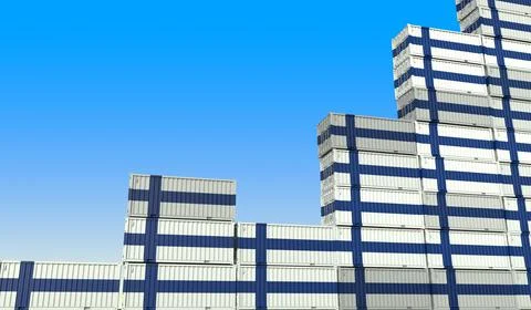 Flags of Finland on cargo containers making a rising graph. Industrial growth Illustration