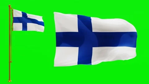 Flags of Finland with Green Screen Chroma Key High Quality 4K UHD 60FPS Stock Footage 142901968