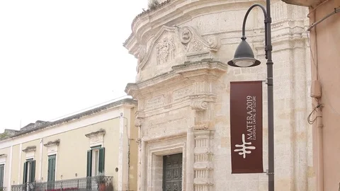Flags, flags of Matera 2019, Matera Sassi, cavern, stone city Video stock 83704314
